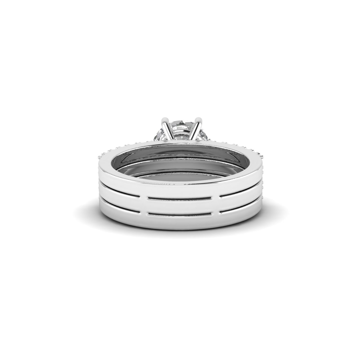 White Gold Studded 2.7 Carat Lab Grown Diamond Ring-F Color VS2 Clarity.